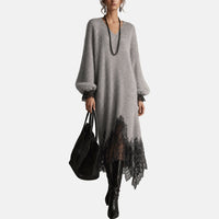 Mireille™ | Strickkleid mit Glitzergarn und Spitzensaum