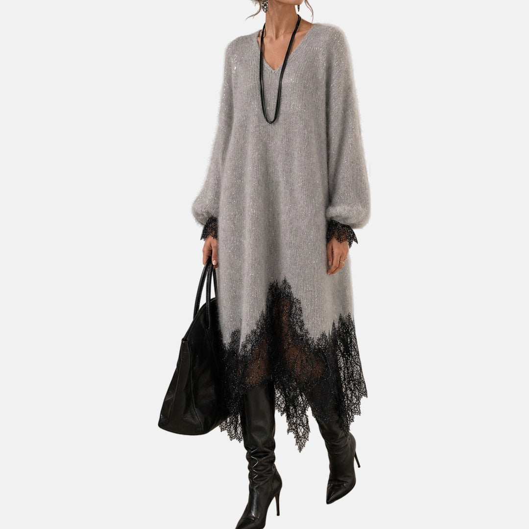 Mireille™ Strickkleid in Grau, Ganzkörperansicht