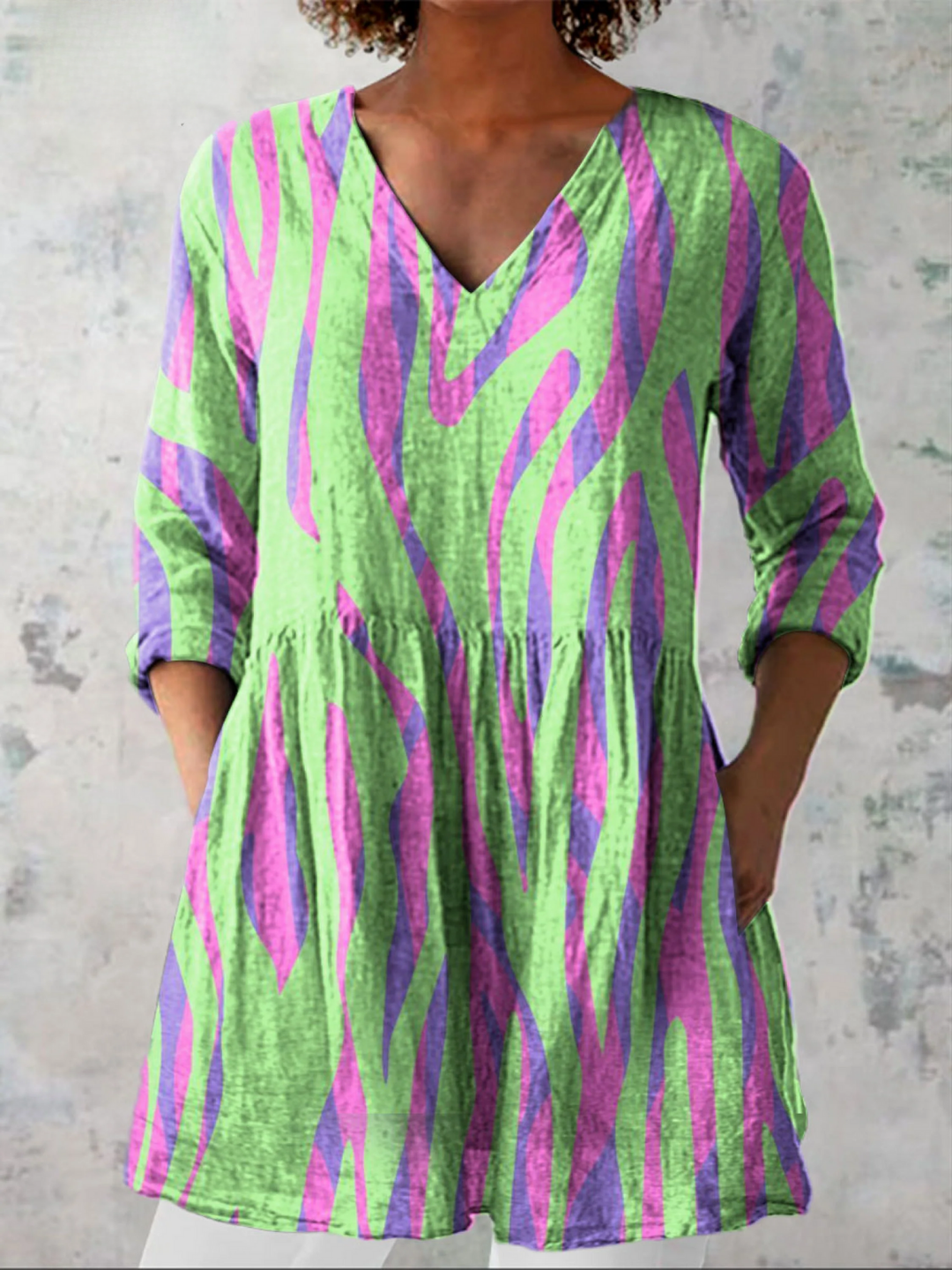 Oceane Tunika-Bluse, Mehrfarbig
