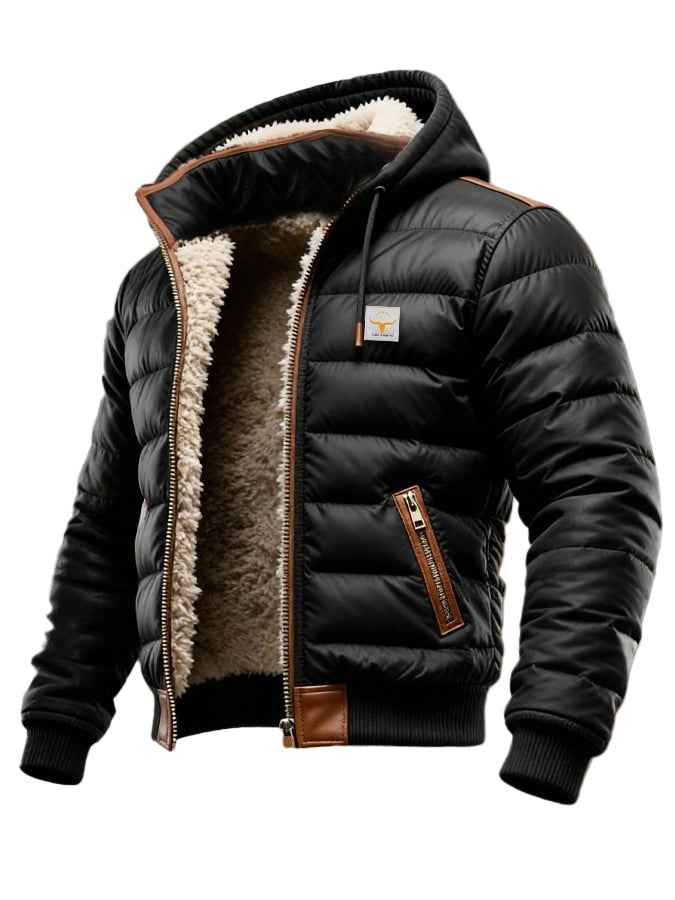 Gregorsherpa Steppjacke in Lederoptik mit Sherpa-Futter in Schwarz