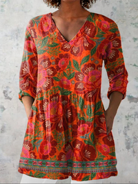 Marion™ | Tunika-Bluse mit rotem Blumenmuster