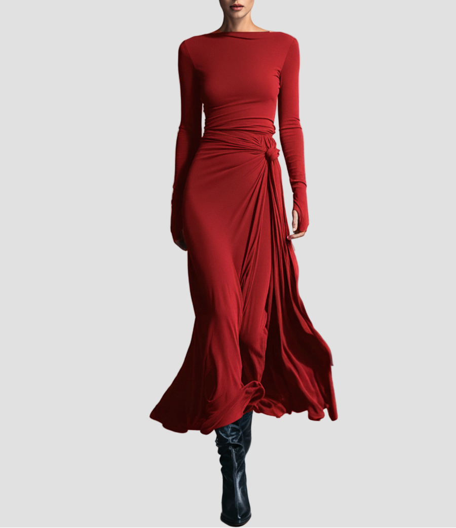 Merlyform Wickelkleid in Rot mit seitlichem Knoten