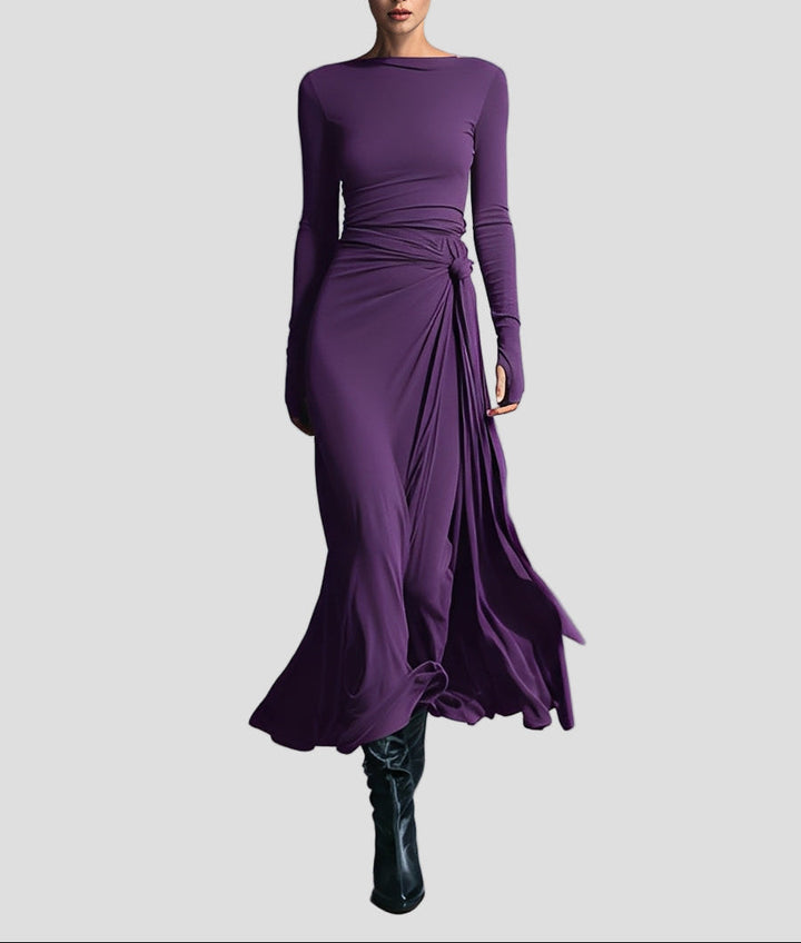 Merlyform Wickelkleid in Lila mit seitlichem Knoten