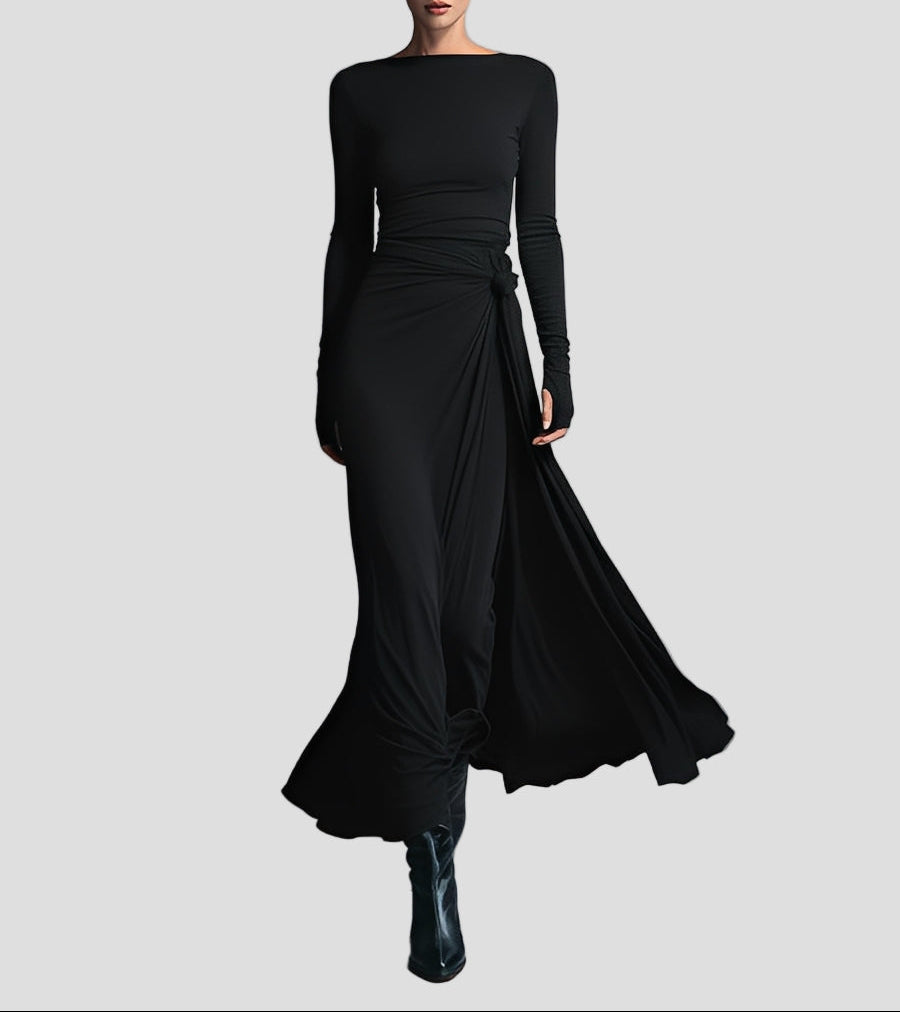 Merlyform Wickelkleid in Schwarz mit seitlichem Knoten