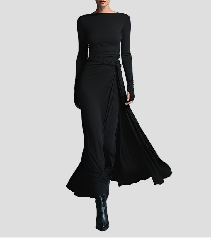 Merlyform Wickelkleid in Schwarz mit seitlichem Knoten