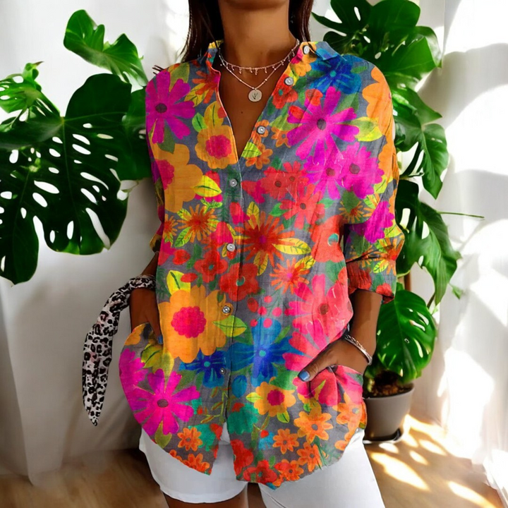 Irene | Stilvolle Blumenbluse