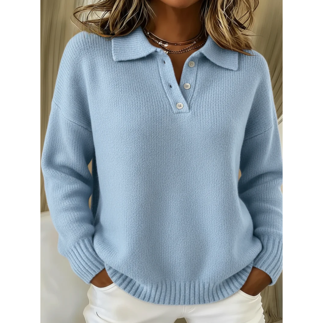 Maren Pullover mit Polokragen in Hellblau