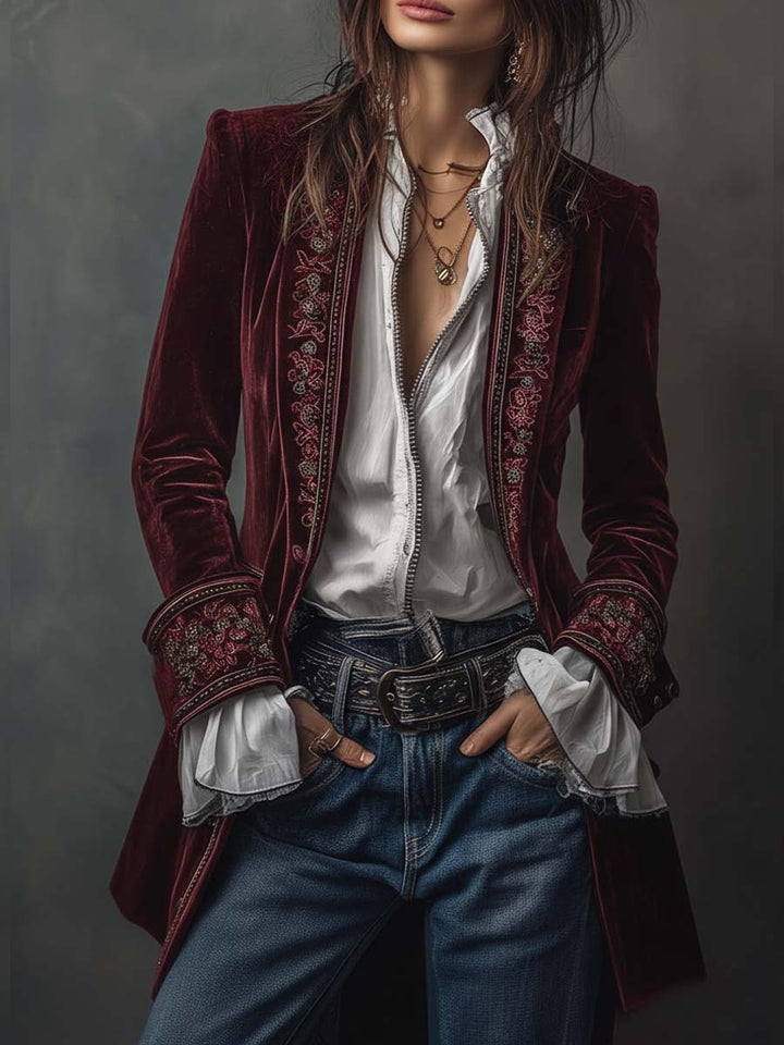 Athénaïs™ Gehrock-Jacke in Bordeaux – Vorderansicht