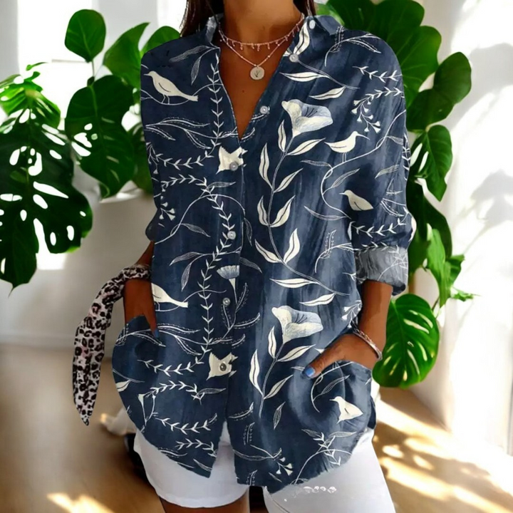 Irene | Stilvolle Blumenbluse
