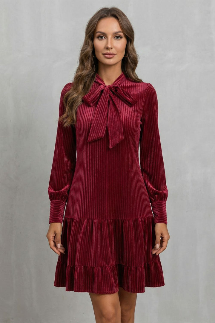 Valeriane Cord-Minikleid in Bordeaux, komplette Vorderansicht