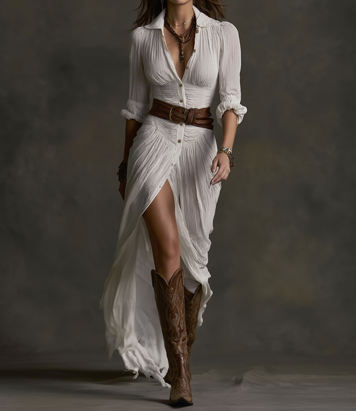 Aurore langes Hemdblusenkleid, Gesamtansicht