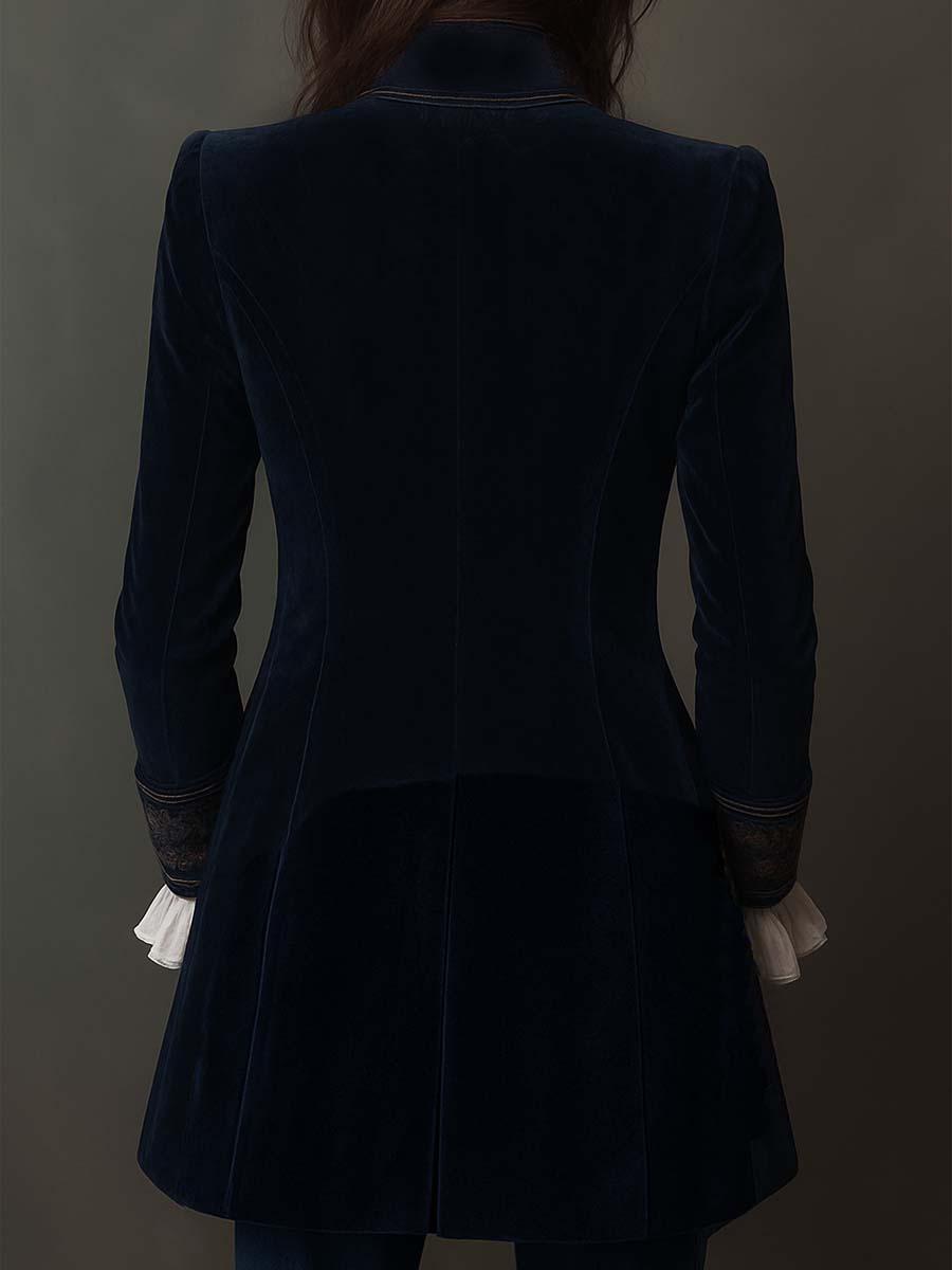 Athénaïs™ Gehrock-Jacke in Marineblau – Rückenansicht