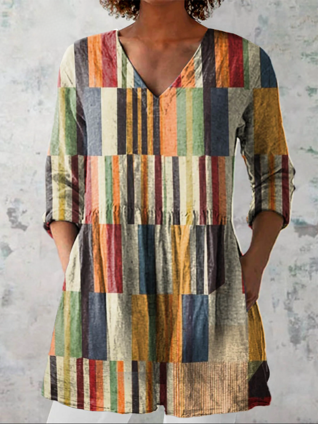 Chloe Tunika-Bluse, Mehrfarbig