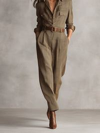 Charlotte™ | Jumpsuit mit Glencheck-Karo und Utility-Details