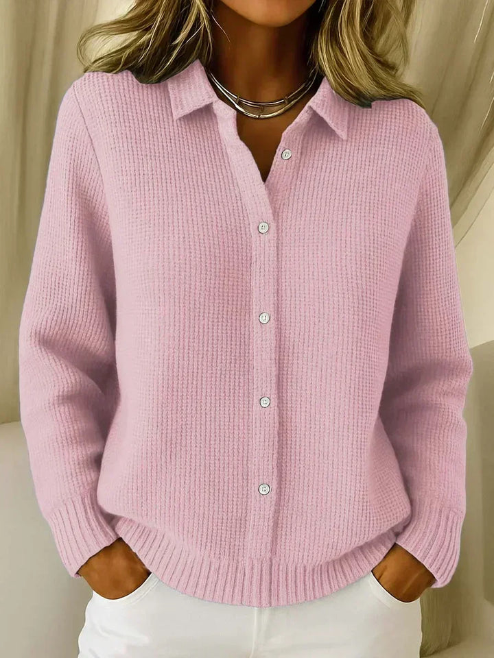Coralie Strickjacke mit Hemdkragen in Rosa
