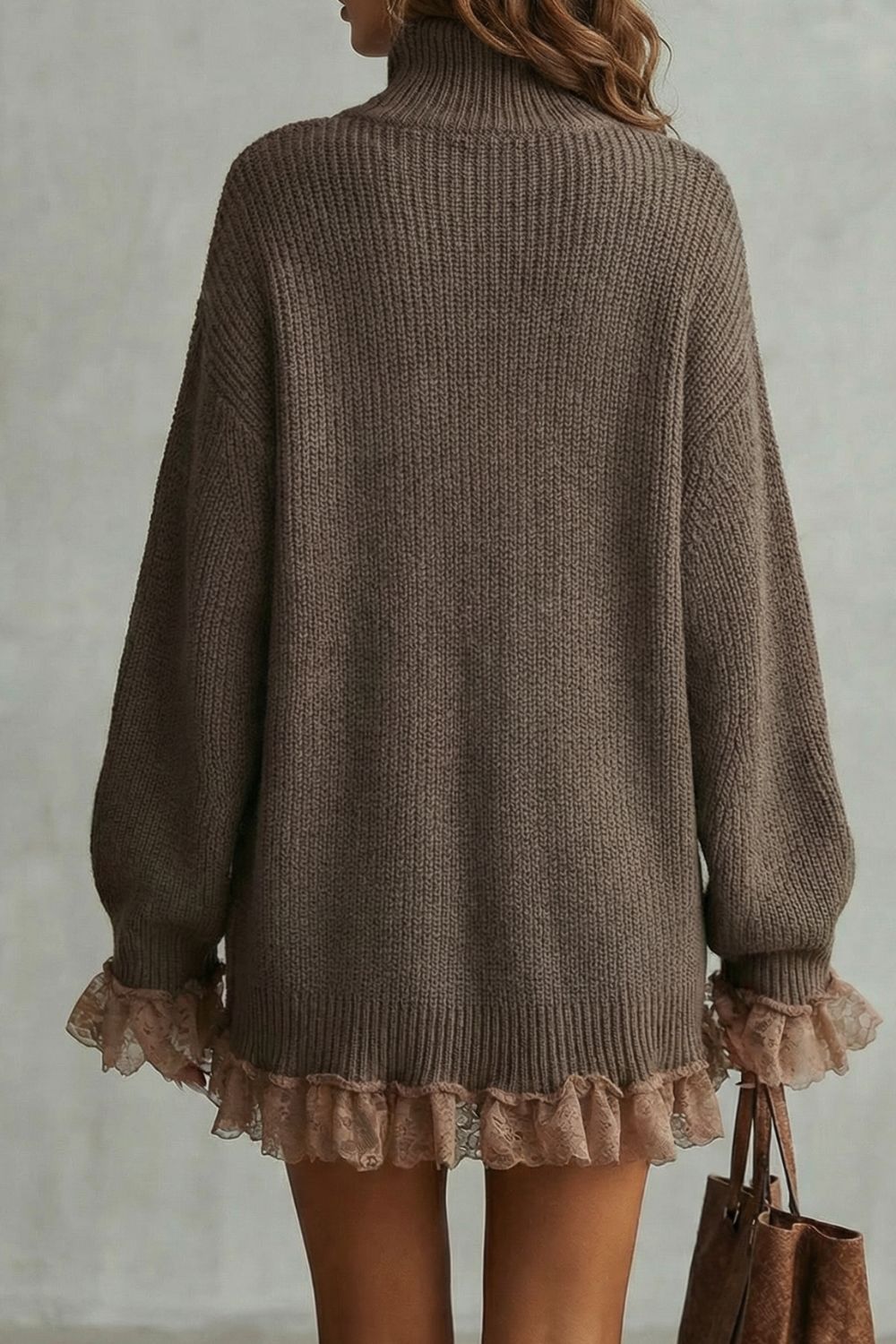 Morvelle Strickkleid in Mokka, Rückansicht