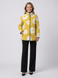 Élise™ | Steppjacke in Senfgelb mit Margeriten