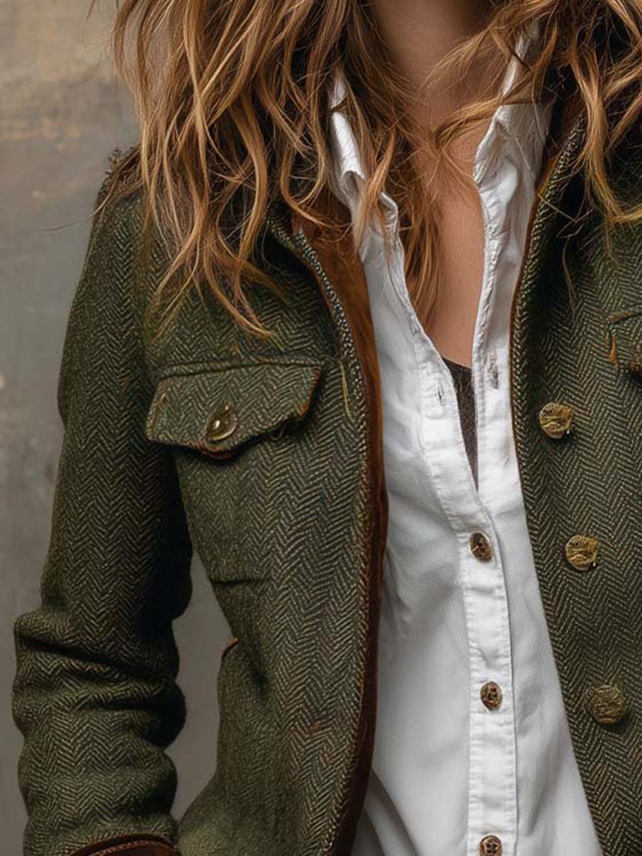 Honorine™ Jacke – Detail Brusttaschen und Kontrastbesatz