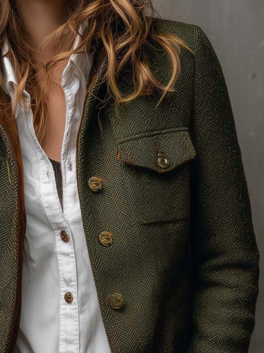 Honorine™ Jacke – Detail Knöpfe und Brusttasche