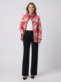 Christine™ | Steppjacke in Himbeerrosa mit Rosenmuster