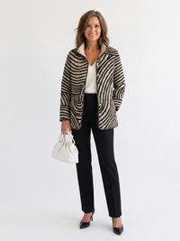 Léa™ | Steppjacke mit Kreismuster in Beige und Schwarz