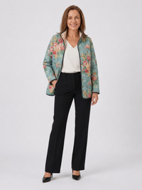 Mathilde™ | Steppjacke in Seladongrün mit Rosen