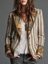 Suzanne™ | Gestreifter Blazer mit bedrucktem Revers