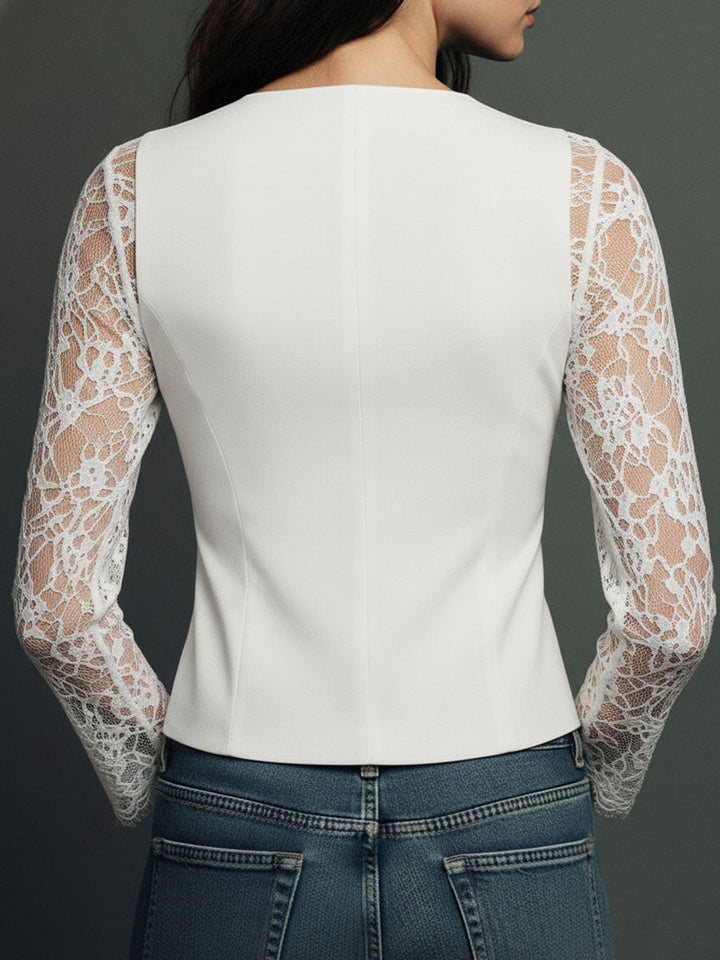 Noémie™ Blazer-Oberteil in Weiß – Rückenansicht