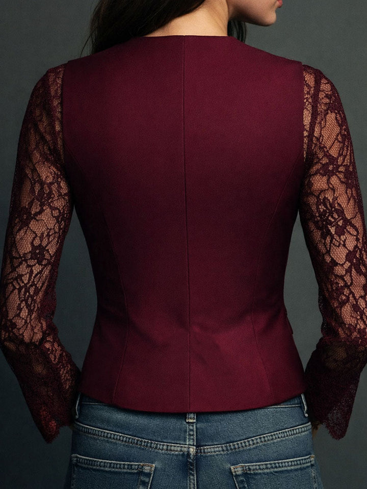 Noémie™ Blazer-Oberteil in Bordeaux – Rückenansicht