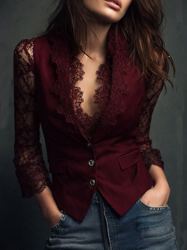 Noémie™ Blazer-Oberteil in Bordeaux – Vorderansicht