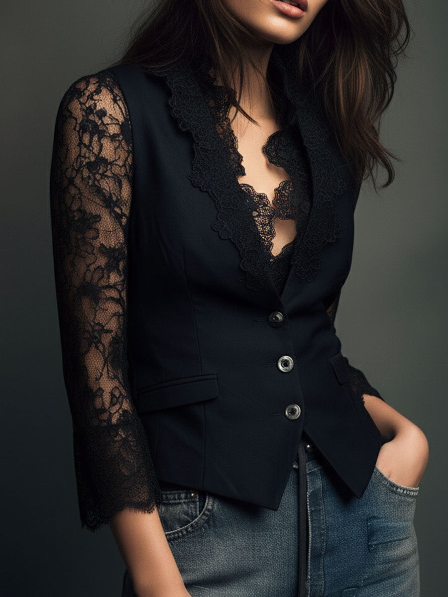 Noémie™ Blazer-Oberteil in Schwarz – Vorderansicht
