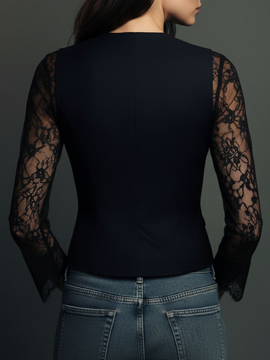 Noémie™ Blazer-Oberteil in Schwarz – Rückenansicht