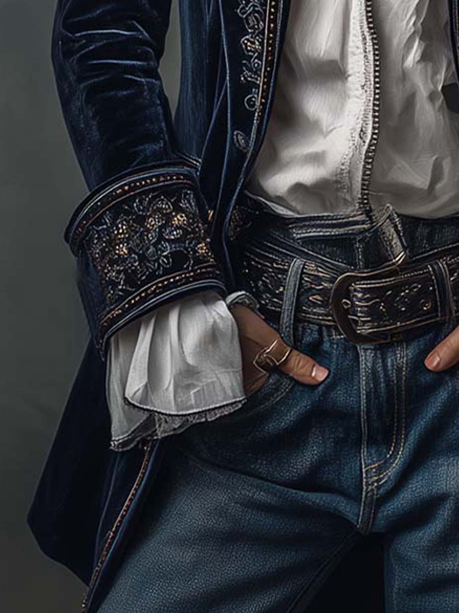 Athénaïs™ Gehrock-Jacke – Detail bestickter Ärmelaufschlag