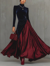 Lucrèce™ | Zweifarbiges Maxikleid aus Samt und Satin