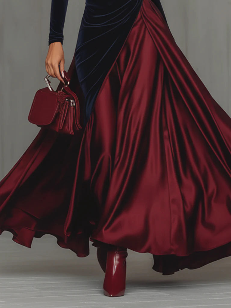 Lucrèce Maxikleid, Detail des Satinrocks