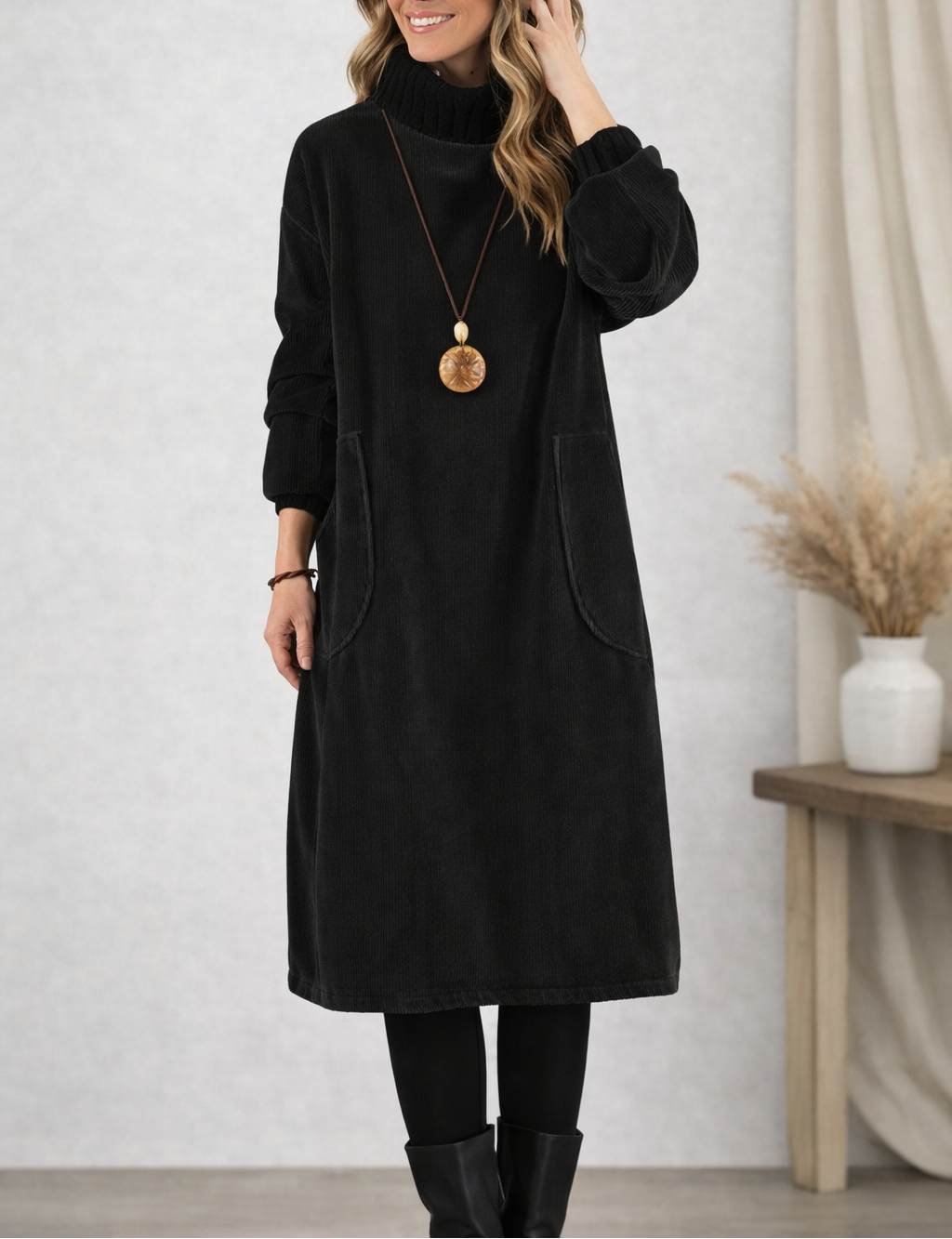 Jennyroll | Rollkragen-Midikleid