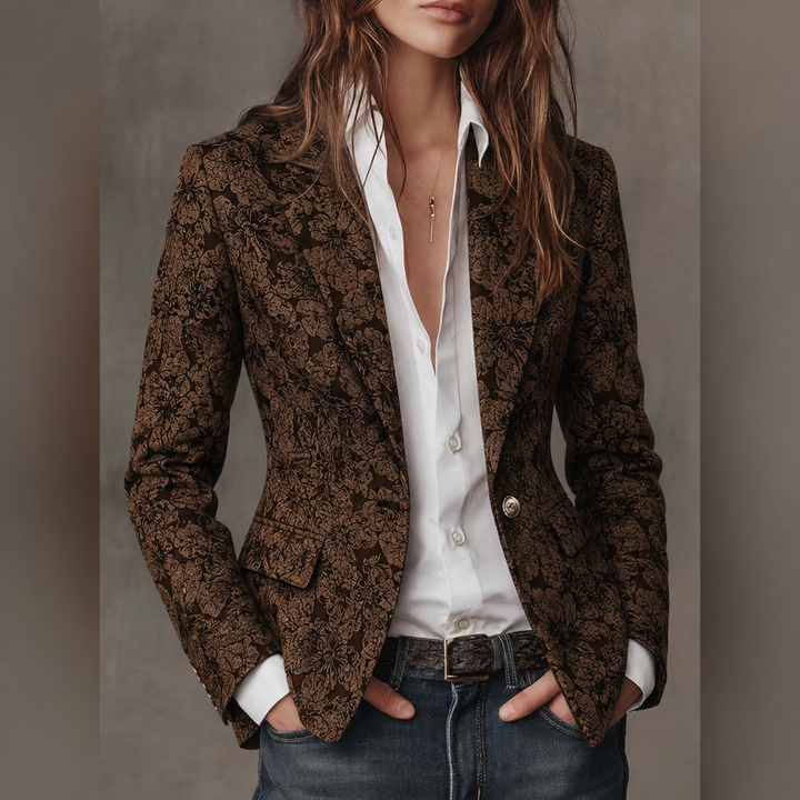 Estelle™ Blazer im Jacquard-Look in Braun – Vorderansicht