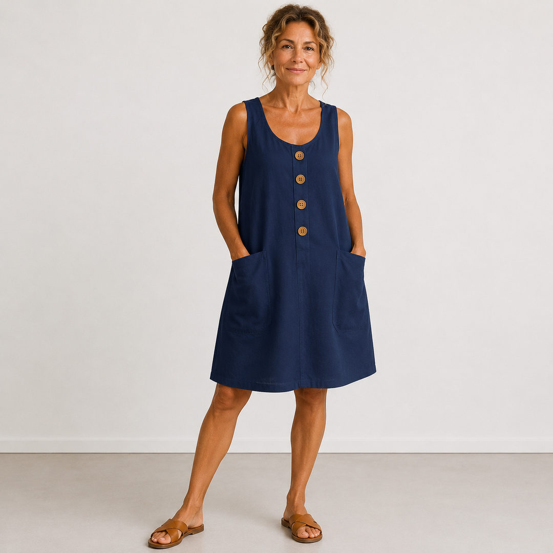 Emilia Ärmelloses Leinenmix-Kleid in Dunkelblau