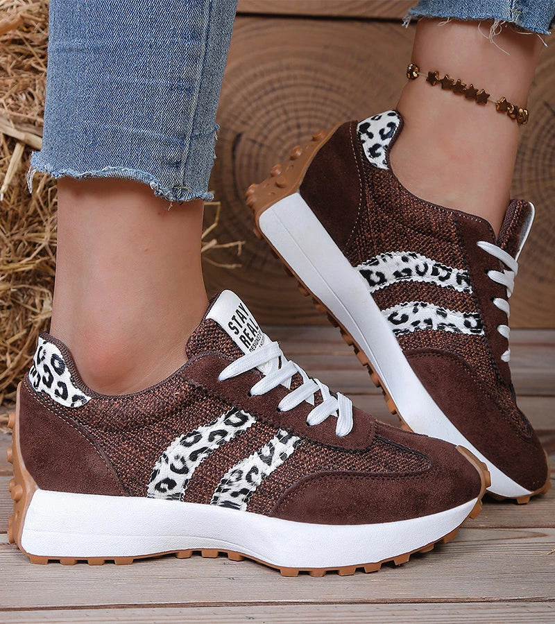 Tansy™ Retro-Sneaker in Braun mit Leoparden-Streifen