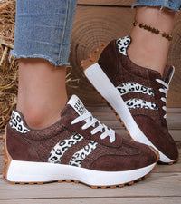 Tansy™ | Retro-Sneaker in Braun mit Leoparden-Streifen