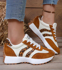 Tilda™ | Retro-Sneaker in Camel mit Leoparden-Einsätzen