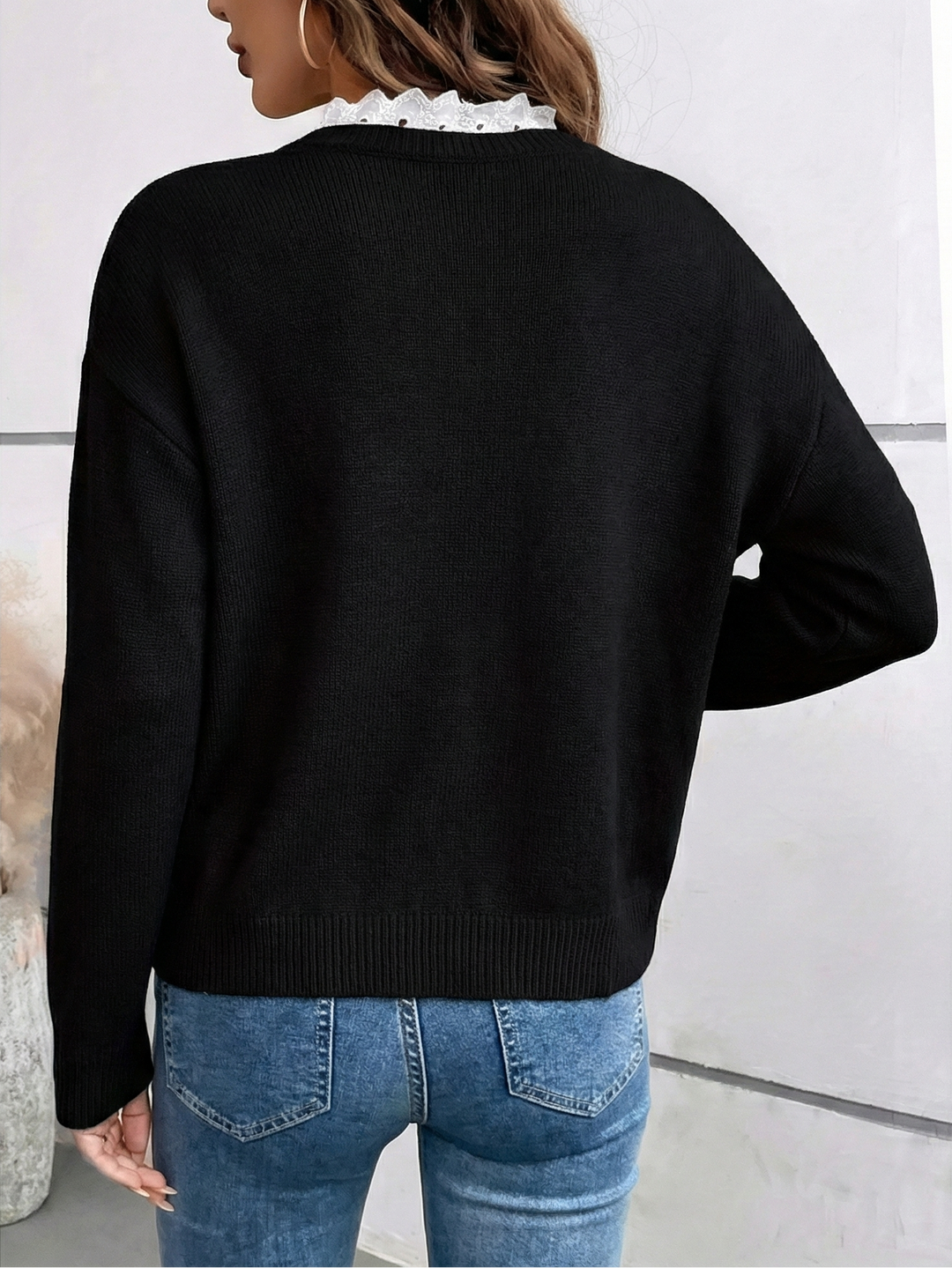 Céline™ Pullover in Schwarz, Rückansicht