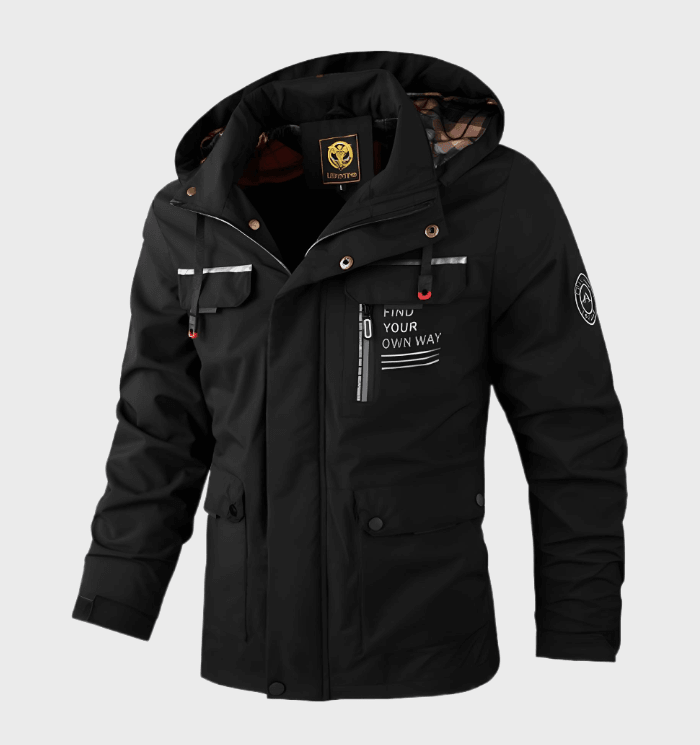 Gustavwinter Winterjacke in Schwarz mit Schriftzug