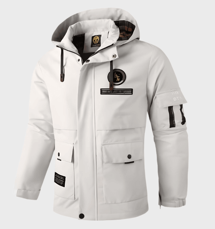 Gustavwinter Winterjacke in Weiß mit Abzeichen