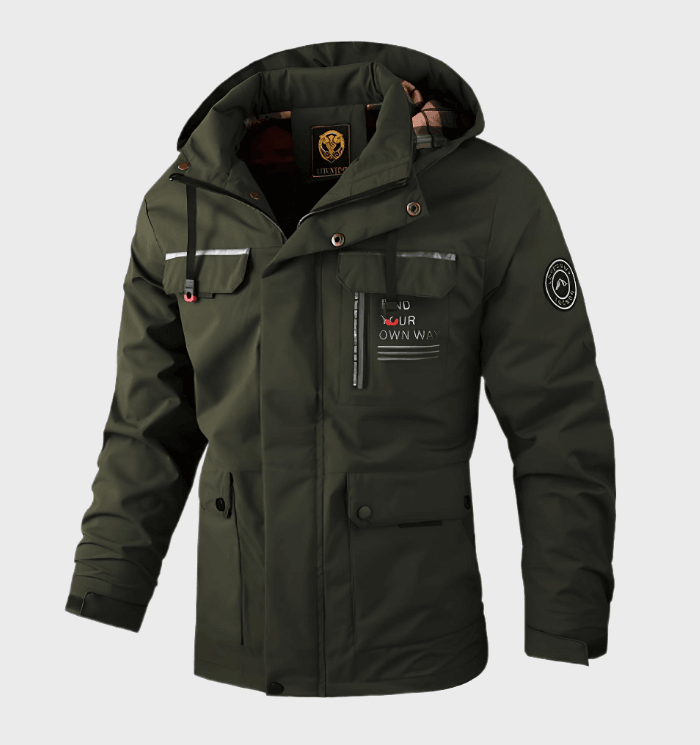 Gustavwinter Winterjacke in Armeegrün mit Schriftzug