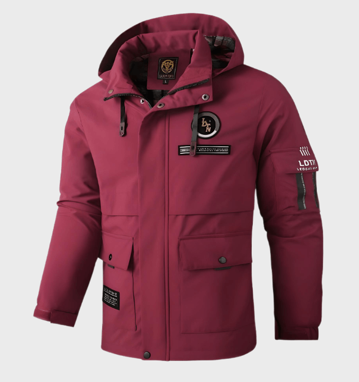 Gustavwinter Winterjacke in Bordeaux mit Abzeichen