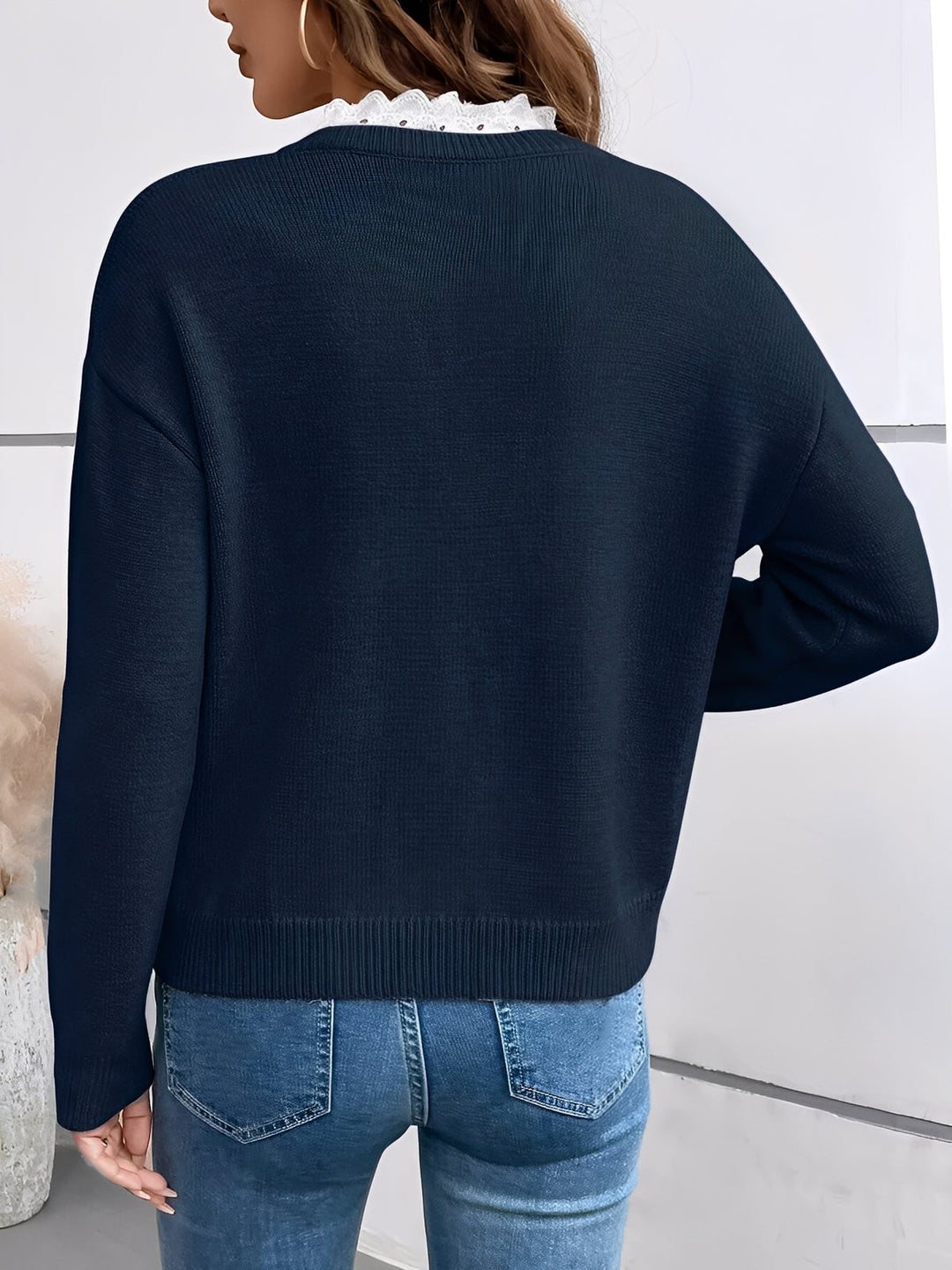 Céline™ Pullover in Marineblau, Rückansicht