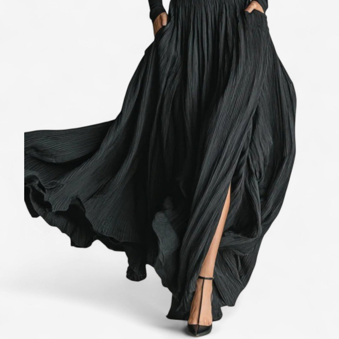 Rachel Maxikleid in Schwarz, Detail des Oberteils