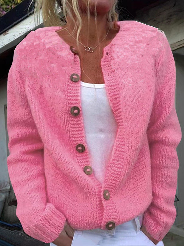 Foxfield™ Strickjacke in Rosa mit runden Zierknöpfen