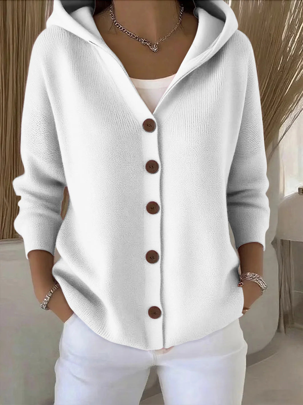 Darienne Cardigan mit Kapuze in Weiß